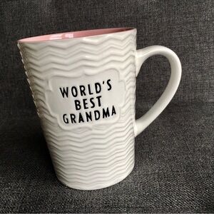 “World’s Best Grandma” Coffee Mug, White, Pink, Black, 16 oz